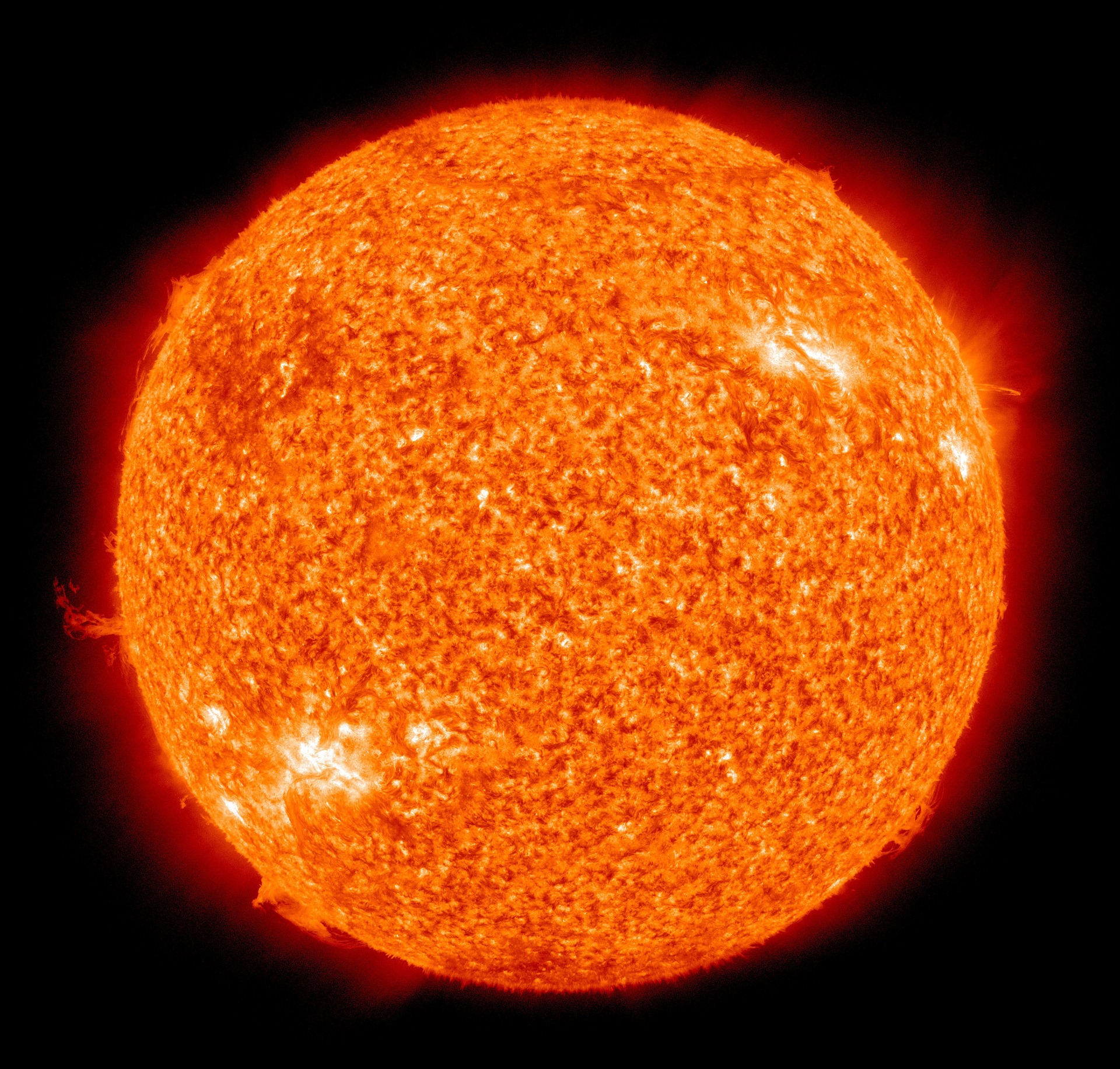 False-color image of the Sun observed in the extreme ultraviolet region of the spectrum