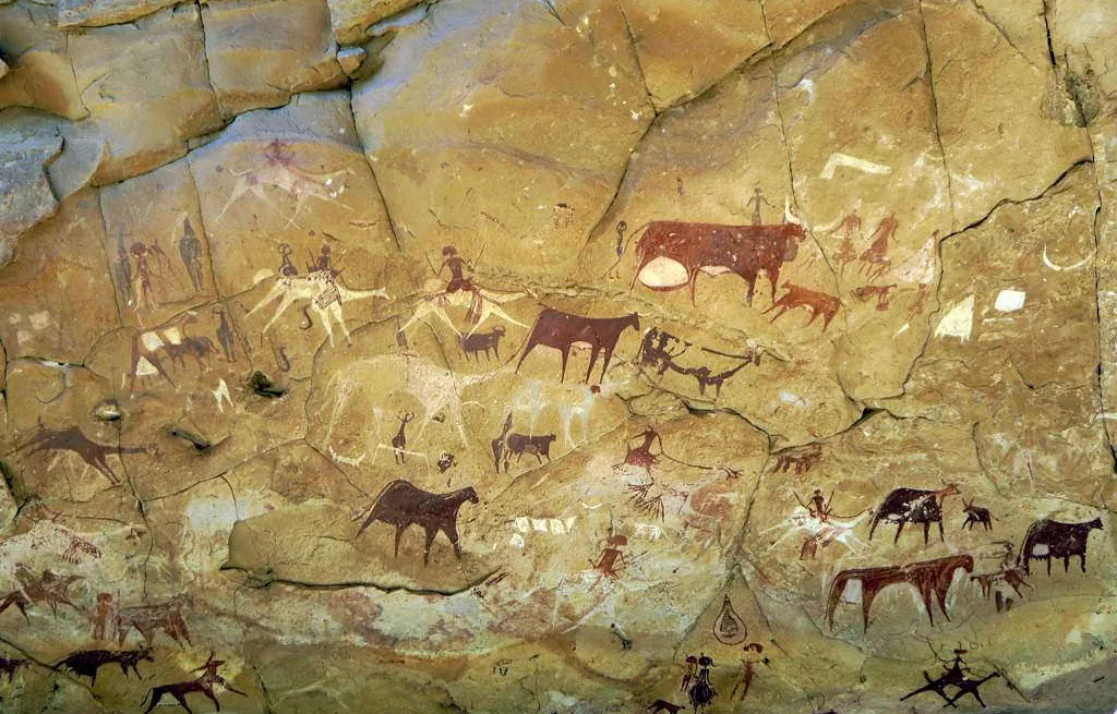 Cave paintings of hunters